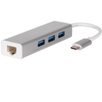 USB 3.1 Type C to USB 3.0 3 Port USB Hub with Gigabit Ethernet Port