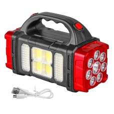 Portable Solar LED Flashlight With COB Work Light USB Rechargeable (Model: 1678)