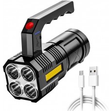Quad-Core LED Rechargeable Flashlight 15W (Model: A56)