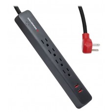 Monster 2MNAC0947B0L2 4 AC + 2 USB-A 6ft Nylon Cord and 600J Surge Protector