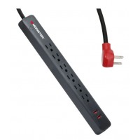 Monster 2MNAC0948B0L2 6 AC + 2 USB-A 6ft Nylon Cord and 1200J Surge Protector