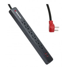 Monster 2MNAC0948B0L2 6 AC + 2 USB-A 6ft Nylon Cord and 1200J Surge Protector