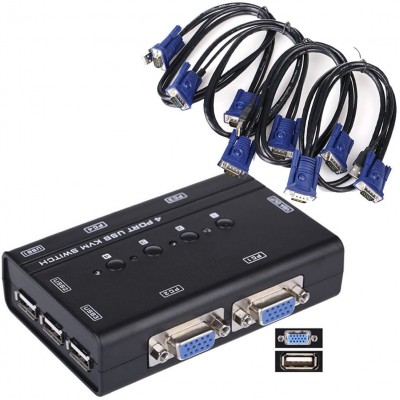Manual 4 Port USB KVM Switch with cables