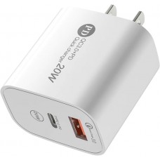 A-113 Quick 3.0 Type-C + USB-A PD20W Wall Charger, White