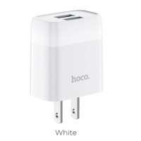 hoco. C73 Glorious Dual Port USB-A Charger 12W, White