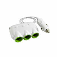 In-Car Triple Socket & USB Adapter with Switch 2XUSB