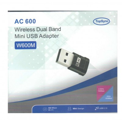 TopSync W600M AC600 Mini Wireless Dual Band Adapter, w/Disk driver, Windows/MAC IOS TopSync W600M AC600 Mini Wireless Dual Band Adapter, w/Disk driver, Windows/MAC IOS