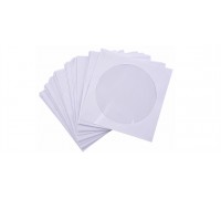 White CD/DVD Paper Sleeve Envelopes with Flap and Clear Window - 100Pack