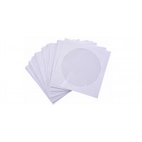 White CD/DVD Paper Sleeve Envelopes with Flap and Clear Window - 100Pack