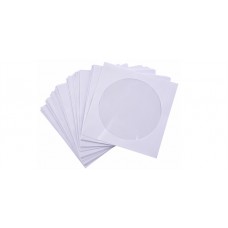 White CD/DVD Paper Sleeve Envelopes with Flap and Clear Window - 100Pack
