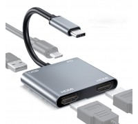 Type C 4 In 1 Hub With Dual HDMI, USB and Type C Port