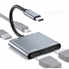 Type C 4 In 1 Hub With Dual HDMI, USB and Type C Port