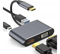 (4K, 4in1), USB 3.1 Type C to HDMI 4K+VGA+USB+Type C 4 in 1 Adapter