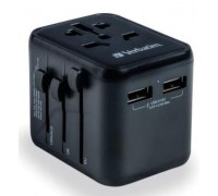 Verbatim 12W Universal Travel Adapter USB-C, USB-A, Part#49543