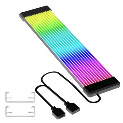 RGB LED Light Strip Bar ARGB Sync Board, 24-Pin Power Supply - Black (Model: S6)