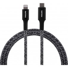 Philips USB-C to Lightning 3Ft Cable, MFI Certified - Black, DLC5203BL/37