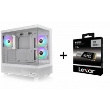 Thermaltake View 270 Plus White 3xARGB 120mm FAN Dual Tempered Glass CA-1Y7-00M6 + Lexar NQ780 1TB PCIe Gen4 NVMe M.2 2280 Up to 6500/2500 MB/s Read/Write