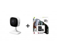 TP-Link Cameras Tapo C100 Home Security Wi-Fi Camera 1080p microSD Retail + Kingston MicroSD SDCS2/128GB Class10