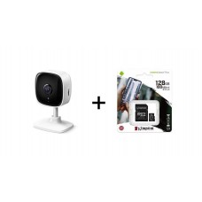 TP-Link Cameras Tapo C100 Home Security Wi-Fi Camera 1080p microSD Retail + Kingston MicroSD SDCS2/128GB Class10