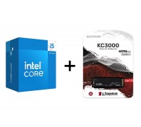 Intel 14400 i5 14th Gen 10Core 4.7GHz LGA1700 (BX8071514400) + Kingston KC3000 4TB M.2 2280 NVMe PCI-e 4.0x4 (R:7000/W:7000)