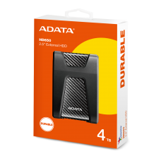 ADATA DashDrive Durable HD650 4TB 2.5" Anti-Shock External Hard Drive - Black