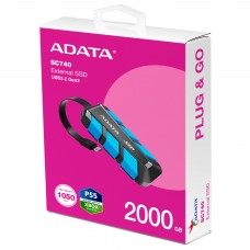 Adata SC740 External 2TB SSD USB3.2 Gen2 Black/Blue, SC740-2000G-CBU