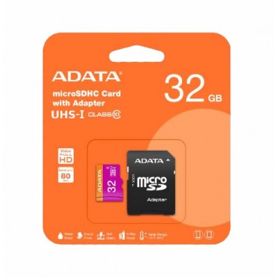ADATA 32GB Class10 micro SDHC UHS-I U1 Memory Card w/ Adapter