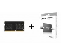 Lexar 16GB DDR4 3200 SO-DIMM Laptop Memory, New in bulk + Lexar NS100 512GB 2.5'' SATA III SSD (LNS100-512RB)