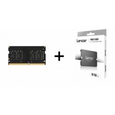 (Limit 6 per Customer) Lexar 16GB DDR4 3200 SO-DIMM Laptop Memory, New in bulk + Lexar NS100 512GB 2.5'' SATA III SSD (LNS100-512RB)