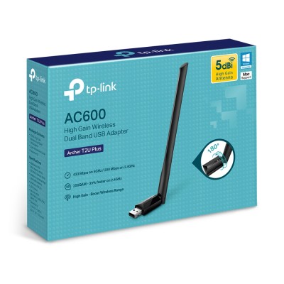 TP-Link Archer T2U-Plus AC600 High Gain Wireless Dual Band USB Adapter w/Antenna