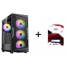 (Limit 12) Antec AX61 Elite 4x120mm ARGB Fans-Glass Panel ATX Gaming Case (Black) + Kingston NV3 1TB M.2 2280 NVMe PCI-e 4.0x4 SNV3S/1000G, New