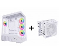 Lian-Li V100 TG 4x 120mm ARGB PWM Fan ATX Case (White) + Lian-Li EG1200 1200W 80+Gold Full-Modular(White) PCIe5.1 ATX3.1 Power Supply