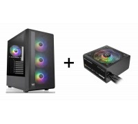 (Limited Qty) Thermaltake S200 (BLACK) ARGB Fan x4 ATX Case CA-1X2-00M1WN-01 + Thermaltake 550W Smart BX1 RGB 80+Bronze Non-modular ATX Power Supply (New)