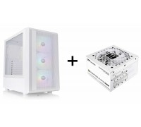 (Limited Qty) Thermaltake S200 (White) ATX Case w/ 120mmARGB FAN x3 Tempered Glass Panel + Thermaltake Toughpower(SNOW)GT850W ATX3.1 80+Gold Full-Modular ATX Power Supply