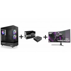 Thermaltake View 270 Plus Black Tempered Glass CA-1Y7-00M1 + Thermaltake Toughpower GT850W Power Supply + CRUA CR300HD 30" WFHD 200Hz Monitor, Curved