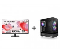 LG 32MR51CA-B 32"inch Curved FHD LED Monitor 100Hz/5ms (VGA/HDMI/VESA) New + Thermaltake View 270 Plus Black 3xARGB 120mm FAN Dual Tempered Glass CA-1Y7-00M1