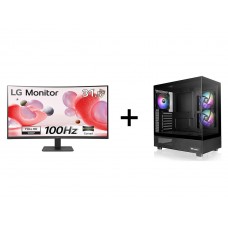 LG 32MR51CA-B 32"inch Curved FHD LED Monitor 100Hz/5ms (VGA/HDMI/VESA) New + Thermaltake View 270 Plus Black 3xARGB 120mm FAN Dual Tempered Glass CA-1Y7-00M1