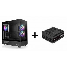 Thermaltake View 270 Plus Black 3xARGB 120mm FAN Dual Tempered Glass CA-1Y7-00M1 + Corsair RM850x 80+Gold Fully-Modular ATX PSU, Refurbished 90-days Warranty