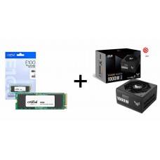 Crucial E100 480GB PCI-e NVMe GEN4.0 M.2 2280 SSD 4700/2500MB/s (Retail) + Asus TUF Gaming 1000W 80+Gold Fully-Modular ATX3.1/PCIe5 Power Supply