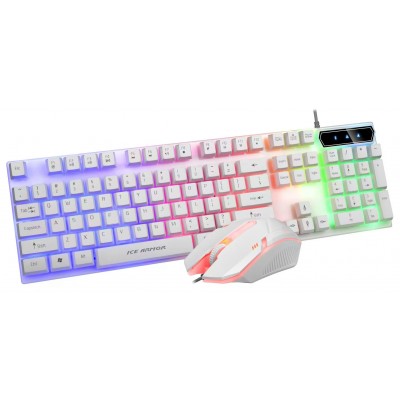 BT300 Backlit USB Gaming Keyboard and Mouse Combo (White)