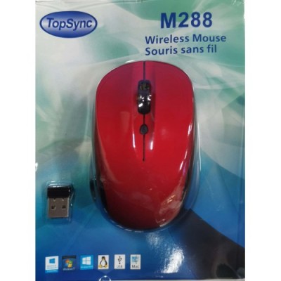 Top Sync TS288 Wireless Mouse, Nano Receiver, Red