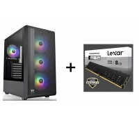 (Limit 12) Thermaltake S200 (BLACK) ARGB Fan x4 ATX Case CA-1X2-00M1WN-01 + Lexar 8GB DRAM DDR4 3200MHz UDIMM Desktop Memory, New in Retail Pack