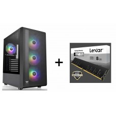 (Limit 12) Thermaltake S200 (BLACK) ARGB Fan x4 ATX Case CA-1X2-00M1WN-01 + Lexar 8GB DRAM DDR4 3200MHz UDIMM Desktop Memory, New in Retail Pack