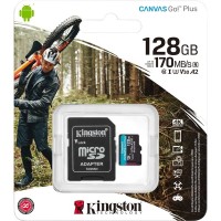 Kingston MicroSD Card 128GB Canvas Go!Plus C10/UHS-I (U3) V30 170MB/S