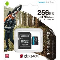 Kingston MicroSD Card 256GB Canvas Go!Plus C10/UHS-I (U3) V30 170MB/S