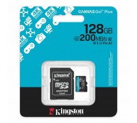 Kingston MicroSD Card 128GB 200 MB/s Canvas Go!Plus C10/UHS-I (U3) V30