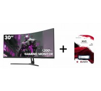 CRUA CR300HD 30" WFHD 200Hz Monitor, Curved (2*HDMI; 2*DP & 1*3.5mm Audio) + Kingston NV3 1TB M.2 2280 NVMe PCI-e 4.0x4 SNV3S/1000G, New