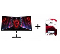 Xiaomi Gaming Monitor G34WQi Curved 34" WQHD 180Hz,1ms,IPS, (2*DP/2*HDMI/VESA) + Kingston NV3 2TB M.2 2280 NVMe PCI-e 4.0x4 SNV3S/2000G, New