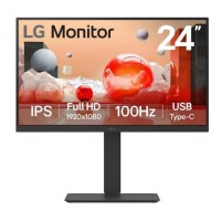 LG 24'', 24BA750-B, 1080P FHD IPS 100Hz Monitor, HDMI/DP/USB-C/RJ45, VESA Mount, Height adjustable, New