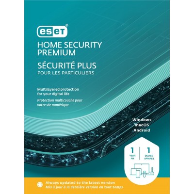Eset Home Security Premium 1-Device 1-Year PKC BIL with Unlimited VPN, PC/Mac/Android/iOS